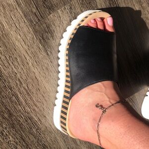 Gabor Black and White Slide Sandals, uk 4 is 6.5US gently used